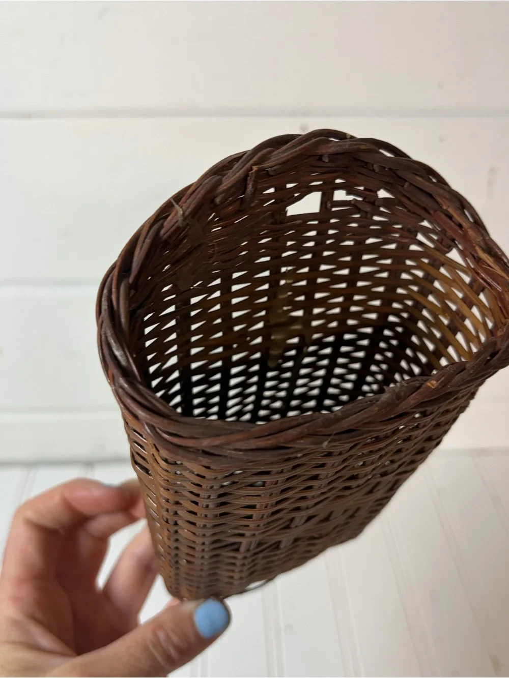 Vintage Mini Wicker Wall Pocket Basket
